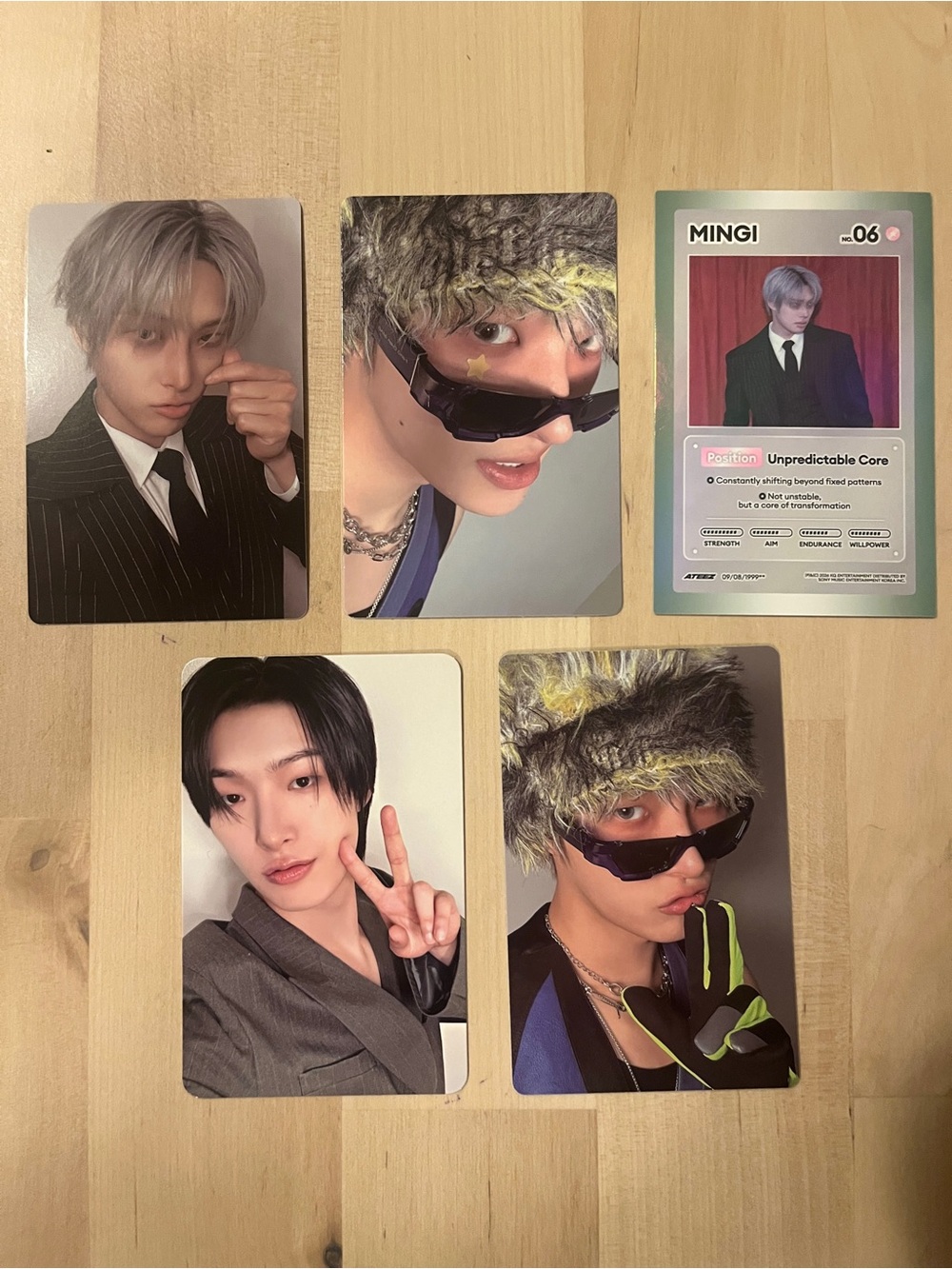Set of 5 OFFICIAL Mingi of Ateez photocards (set #5)